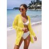 imageGRECERELLE Womens Lightweight Crochet Long Sleeve Loose Casual Open Front Cardigan Drape Sweaters Boho Summer Beach CoverupsLemon Yellow