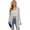 imageGRECERELLE Womens Lightweight Crochet Long Sleeve Loose Casual Open Front Cardigan Drape Sweaters Boho Summer Beach CoverupsSilver Gray