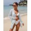 imageGRECERELLE Womens Lightweight Crochet Long Sleeve Loose Casual Open Front Cardigan Drape Sweaters Boho Summer Beach CoverupsSilver Gray