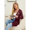 imageGRECERELLE Womens Lightweight Crochet Long Sleeve Loose Casual Open Front Cardigan Drape Sweaters Boho Summer Beach CoverupsWine Red