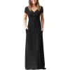 imageGRECERELLE Womens Long Maxi Dresses 2025 Short Sleeve V Neck Casual Summer Button Dress with PocketsBlack