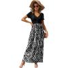 imageGRECERELLE Womens Long Maxi Dresses 2025 Short Sleeve V Neck Casual Summer Button Dress with PocketsBlack Tree Grain