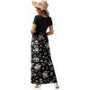 imageGRECERELLE Womens Long Maxi Dresses 2025 Short Sleeve V Neck Casual Summer Button Dress with PocketsBlack White Flower