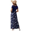 imageGRECERELLE Womens Long Maxi Dresses 2025 Short Sleeve V Neck Casual Summer Button Dress with PocketsBlue Small Flower