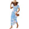 imageGRECERELLE Womens Long Maxi Dresses 2025 Short Sleeve V Neck Casual Summer Button Dress with PocketsFlower Kapok Light Blue