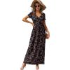 imageGRECERELLE Womens Long Maxi Dresses 2025 Short Sleeve V Neck Casual Summer Button Dress with PocketsFlower Mantian March Red
