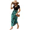 imageGRECERELLE Womens Long Maxi Dresses 2025 Short Sleeve V Neck Casual Summer Button Dress with PocketsFlowers Blue Green