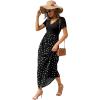 imageGRECERELLE Womens Long Maxi Dresses 2025 Short Sleeve V Neck Casual Summer Button Dress with PocketsPolka Dot White Black