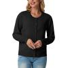 imageGRECERELLE Womens Long Sleeve Lightweight Crewneck Casual Cardigan Sweater S2XL01 Black