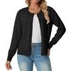 imageGRECERELLE Womens Long Sleeve Lightweight Crewneck Casual Cardigan Sweater S2XL01 Black