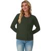 imageGRECERELLE Womens Long Sleeve Lightweight Crewneck Casual Cardigan Sweater S2XLArmy Green