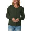imageGRECERELLE Womens Long Sleeve Lightweight Crewneck Casual Cardigan Sweater S2XLArmy Green