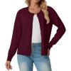 imageGRECERELLE Womens Long Sleeve Lightweight Crewneck Casual Cardigan Sweater S2XLBurgundy