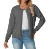 imageGRECERELLE Womens Long Sleeve Lightweight Crewneck Casual Cardigan Sweater S2XLCharcoal
