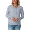 imageGRECERELLE Womens Long Sleeve Lightweight Crewneck Casual Cardigan Sweater S2XLGrey Blue