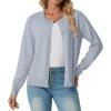 imageGRECERELLE Womens Long Sleeve Lightweight Crewneck Casual Cardigan Sweater S2XLGrey Blue