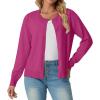 imageGRECERELLE Womens Long Sleeve Lightweight Crewneck Casual Cardigan Sweater S2XLHot Pink