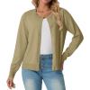 imageGRECERELLE Womens Long Sleeve Lightweight Crewneck Casual Cardigan Sweater S2XLKhaki