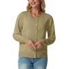 imageGRECERELLE Womens Long Sleeve Lightweight Crewneck Casual Cardigan Sweater S2XLKhaki