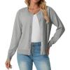 imageGRECERELLE Womens Long Sleeve Lightweight Crewneck Casual Cardigan Sweater S2XLLight Grey