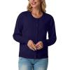 imageGRECERELLE Womens Long Sleeve Lightweight Crewneck Casual Cardigan Sweater S2XLNavy Blue