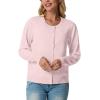imageGRECERELLE Womens Long Sleeve Lightweight Crewneck Casual Cardigan Sweater S2XLPink White