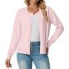 imageGRECERELLE Womens Long Sleeve Lightweight Crewneck Casual Cardigan Sweater S2XLPink White