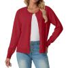 imageGRECERELLE Womens Long Sleeve Lightweight Crewneck Casual Cardigan Sweater S2XLRed