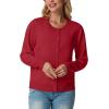 imageGRECERELLE Womens Long Sleeve Lightweight Crewneck Casual Cardigan Sweater S2XLRed
