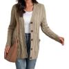imageGRECERELLE Womens Long Sleeve Loose Knit Cable Open Front Button Down Cardigan Sweater Outerwear Coat with Pockets01khaki