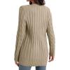 imageGRECERELLE Womens Long Sleeve Loose Knit Cable Open Front Button Down Cardigan Sweater Outerwear Coat with Pockets01khaki