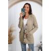 imageGRECERELLE Womens Long Sleeve Loose Knit Cable Open Front Button Down Cardigan Sweater Outerwear Coat with Pockets01khaki