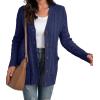 imageGRECERELLE Womens Long Sleeve Loose Knit Cable Open Front Button Down Cardigan Sweater Outerwear Coat with Pockets05navy Blue