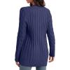 imageGRECERELLE Womens Long Sleeve Loose Knit Cable Open Front Button Down Cardigan Sweater Outerwear Coat with Pockets05navy Blue