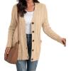 imageGRECERELLE Womens Long Sleeve Loose Knit Cable Open Front Button Down Cardigan Sweater Outerwear Coat with Pockets23beige