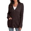 imageGRECERELLE Womens Long Sleeve Loose Knit Cable Open Front Button Down Cardigan Sweater Outerwear Coat with Pockets24coffee
