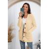 imageGRECERELLE Womens Long Sleeve Loose Knit Cable Open Front Button Down Cardigan Sweater Outerwear Coat with Pockets25apricot