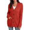 imageGRECERELLE Womens Long Sleeve Loose Knit Cable Open Front Button Down Cardigan Sweater Outerwear Coat with Pockets26pumpkin