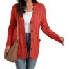 imageGRECERELLE Womens Long Sleeve Loose Knit Cable Open Front Button Down Cardigan Sweater Outerwear Coat with Pockets26pumpkin