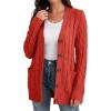 imageGRECERELLE Womens Long Sleeve Loose Knit Cable Open Front Button Down Cardigan Sweater Outerwear Coat with Pockets26pumpkin