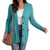 imageGRECERELLE Womens Long Sleeve Loose Knit Cable Open Front Button Down Cardigan Sweater Outerwear Coat with PocketsBlue Green