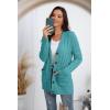 imageGRECERELLE Womens Long Sleeve Loose Knit Cable Open Front Button Down Cardigan Sweater Outerwear Coat with PocketsBlue Green