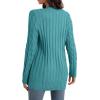 imageGRECERELLE Womens Long Sleeve Loose Knit Cable Open Front Button Down Cardigan Sweater Outerwear Coat with PocketsBlue Green