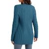 imageGRECERELLE Womens Long Sleeve Loose Knit Cable Open Front Button Down Cardigan Sweater Outerwear Coat with PocketsCyan Blue