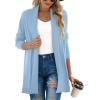 imageGRECERELLE Womens Long Sleeve Open Front Lightweight Casual Business Dressy Cardigan Sweater Fall WinterLight Blue