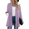 imageGRECERELLE Womens Long Sleeve Open Front Lightweight Casual Business Dressy Cardigan Sweater Fall WinterPurple Gray