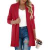 imageGRECERELLE Womens Long Sleeve Open Front Lightweight Casual Business Dressy Cardigan Sweater Fall WinterRed