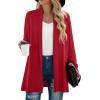 imageGRECERELLE Womens Long Sleeve Open Front Lightweight Casual Business Dressy Cardigan Sweater Fall WinterRed