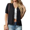 imageGRECERELLE Womens Summer Lightweight Short Sleeve Cropped Cardigan VNeck Knit Sweater Shrug for Dressy01 Black