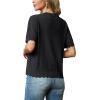 imageGRECERELLE Womens Summer Lightweight Short Sleeve Cropped Cardigan VNeck Knit Sweater Shrug for Dressy01 Black